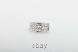 $10000 Quadrillion Cut Signed 3ct VS H Diamond Princess 18k White Gold Band Ring