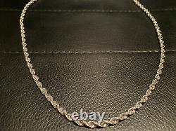 14k SOLID WHITE Gold Diamond Cut Rope Chain Heavy 3.5mm 22 21.4Grms Signed J