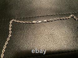 14k SOLID WHITE Gold Diamond Cut Rope Chain Heavy 3.5mm 22 21.4Grms Signed J