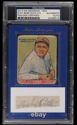 1933 Goudey Babe Ruth #181,'13 Historical Originals Signed AUTO, PSA/DNA CUT