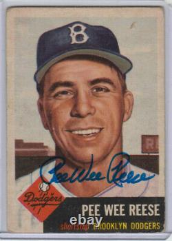 1953 Topps #76 Pee Wee Reese Signed / Autographed Card Brooklyn Dodgers BEAUTY