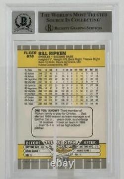 1989 Fleer #616A Saw Cut Billy Ripken Auto Baltimore Orioles BAS Autograph 10