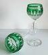 2 Pcs Waterford Clarendon Green Cut To Clear Wine Hocks / Goblets, New, Signed