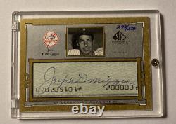 2001 Upper Deck SP Legendary Cuts Joe Dimaggio Autograph Check Cut /275 Yankees