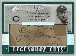 2003 UD Upper Deck SP Legendary Cuts #CY Cy Young Signed Auto Autograph 1/1