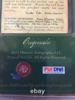 2014 HA Historic Autographs Diamond Stars PSA/DNA CUT AUTO Rogers Hornsby SP/7