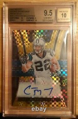 2017 Christian McCaffrey SELECT GOLD PRIZM ROOKIE REFRACTOR AUTO 8/10 RC BGS 9.5