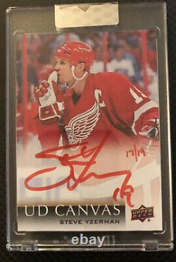 2018 Upper Deck Clear Cut Hockey Canvas Steve Yzerrman Red Ink Auto Signed /19