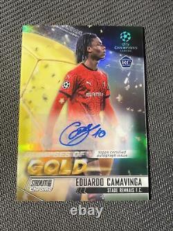 2020-21 Stadium Club Chrome Glimpse Of Gold Eduardo Camavinga Auto RC #33/100