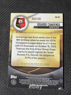 2020-21 Stadium Club Chrome Glimpse Of Gold Eduardo Camavinga Auto RC #33/100