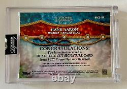 2022 Topps Dynasty Hank Aaron 1/1 Dual Relic Cut Signature GU Patch Auto Brewers
