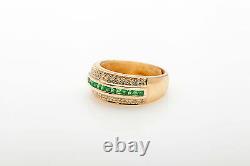 $3000 Signed 1.50ct Square Cut Emerald Diamond 14k Gold Wedding Band Ring