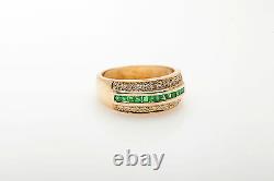 $3000 Signed 1.50ct Square Cut Emerald Diamond 14k Gold Wedding Band Ring