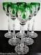 6 Faberge Czar Imperial Emerald Green Cased Cut To Clear 10 5/8 Wine Goblets
