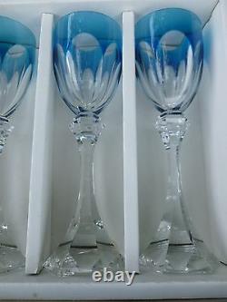 6 Saint Louis Chambord Color To Clear Cut Crystal Wine Glasses In Original Box