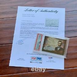 ABRAHAM LINCOLN PSA/DNA Slabbed Early Autograph Cut Signature Signed