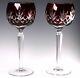 Ajka Signed Carilla Ruby Deep Red Cut To Clear Wine Hocks Set Of 2 Gorgeous