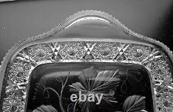Abp Cut Glass Crystal Rectangular Tray Signed Tuthill