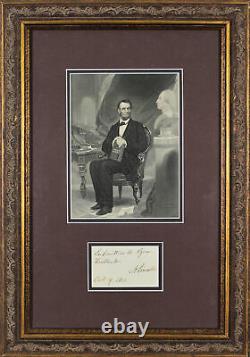 Abraham Lincoln Authentic Signed 1862 2x3.5 Framed Cut Signature BAS #A78896
