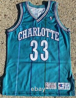 Alonzo Mourning 1993-1994 Charlotte Hornets Champion Pro Cut Auto Signed Jersey