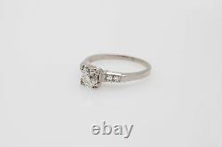 Antique $10K Signed PEACOCK 1.10ct Mine Cut Diamond 14k White Gold Wedding Ring