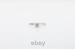 Antique 1940s Comays Signed. 40ct VS F Emerald Cut Diamond 18k Gold Wedding Ring