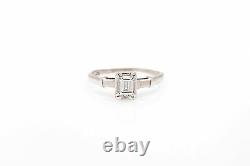 Antique 1950s Signed PRISM. 58ct VS G Emerald Cut Diamond 14k Gold Wedding Ring