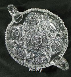 Antique Double Handled Cut Glass Bowl Signed J. Hoare