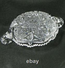 Antique Double Handled Cut Glass Bowl Signed J. Hoare
