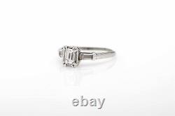 Antique Signed Prism 1940s. 53ct VS F Emerald Cut Diamond 14k White Gold Ring