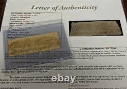 BABE RUTH SIGNED CUT INSCRIBED JULY 6 1947 AUTOGRAPHED $Investment$COA JSA