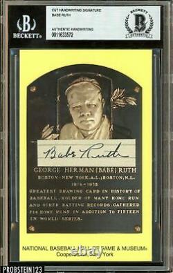 Babe Ruth Signed HOF Plaque Full Name Autograph Cut Signature BAS AUTO 1/1
