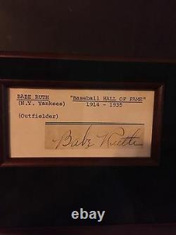 Babe Ruth Signed cut on Index PSA/DNA Prof Framed In Museum Glass. Top Grade