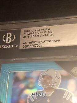 Beckett Autographed 2018 Prizm Light Blue Die-Cut Adam Vinatieri Signed 6/199