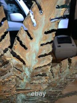 Brutalist Torch Cut Signed Copper Wall Art/Fireplace Screen Ferns & Azaleas Huge