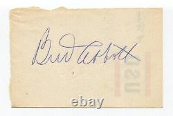 Bud Abbott Signed Page Cut Autographed Actor Comedian Abbott And Costello