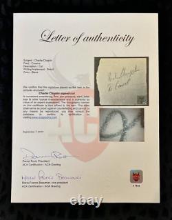 CHARLIE CHAPLIN Signed cut on Keystone Original paper ACA Full letter (LOA) RARE