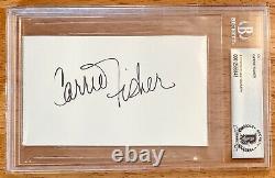 Carrie Fisher Signed Autographed 3x5 Cut BAS Beckett Certified Star Wars Black 1