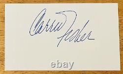 Carrie Fisher Signed Autographed 3x5 Cut Full JSA Letter Star Wars Blue