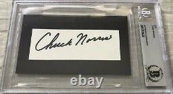 Chuck Norris autographed autograph signed cut signature BAS Beckett slabbed slab