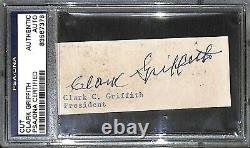 Clark Griffith Signed Cut Letter PSA/DNA COA Autograph Senator Baseball HOF 1946