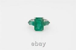Designer Signed $15,000 11ct Fancy Cut Colombian Emerald Platinum 3 Stone Ring