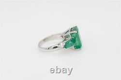 Designer Signed $15,000 11ct Fancy Cut Colombian Emerald Platinum 3 Stone Ring