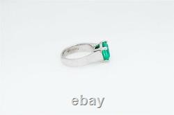 Designer Signed VARNA $10,000 3ct Asscher Cut Colombian Emerald Platinum Ring