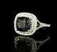 Effy Signed Cushion Cut Natural 3.25ctw Spinel Diamond 14k White Gold Mist Ring