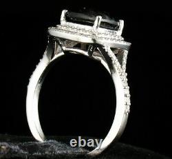 EFFY SIGNED CUSHION CUT NATURAL 3.25ctw SPINEL DIAMOND 14K WHITE GOLD MIST RING