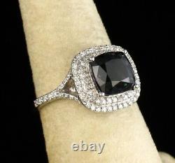 EFFY SIGNED CUSHION CUT NATURAL 3.25ctw SPINEL DIAMOND 14K WHITE GOLD MIST RING