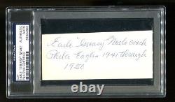 Earle Greasy Neale Signed Cut 2.5x5 Autographed Eagles PSA/DNA 83904900