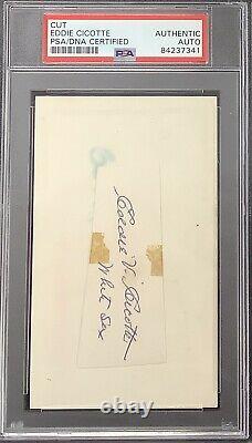 Eddie Cicotte Signed Cut Baseball Autograph 1919 WS Black Sox Pitcher PSA/DNA