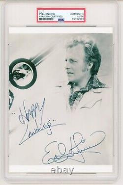 Evel Knievel Signed Autographed Happy Landings Photo Cut PSA DNA Encased